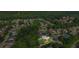 Aerial view of a suburban home nestled among trees in a neighborhood with a pool and tennis court at 1140 Promontory Drive, Marietta, GA 30062