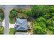 An aerial view of a large lot with mature trees, grass, patio, landscaping and a trampoline at 1140 Promontory Drive, Marietta, GA 30062