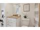 Bright bathroom features a granite vanity, natural lighting at 1280 W Peachtree Nw St # 2205, Atlanta, GA 30309