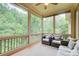 Relaxing screened porch with comfortable seating, offering serene views of lush greenery and nature at 13067 Overlook Pass, Roswell, GA 30075