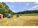 Large grassy backyard featuring several outbuildings and wooded backdrop at 668 Spring Place Ne Rd, White, GA 30184