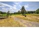 Spacious front yard featuring mature trees, a gravel driveway, and a mailbox at 668 Spring Place Ne Rd, White, GA 30184