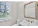 Clean half bath with a modern sink, mirror and fixtures at 2530 Clairebrooke Bend, Atlanta, GA 30341