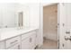 Stylish bathroom with a white vanity and modern fixtures, next to a tiled shower and bath at 350 Olmstead Way # 29, Alpharetta, GA 30022