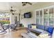 Comfortable covered patio with outdoor seating, a TV, and ceiling fans for relaxation at , Atlanta, GA 30360