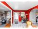 Red dining room features tile floors and an open archway into the living room at 2754 Drew Valley Ne Rd, Atlanta, GA 30319