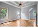 Bedroom with wood floors, trey ceiling, and lots of natural light at 103 Millstone Way, Canton, GA 30115