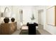 Contemporary home office with stylish furniture, closet space and neutral decor for a productive workspace at 809 Atkins Ln, Woodstock, GA 30188