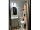 This stylish bathroom has an updated vanity, modern mirror and decorative fixtures at 6658 Ramsgate Way, Norcross, GA 30093