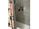 This tub shower is complete with a shower niche and vibrant shower curtain at 6658 Ramsgate Way, Norcross, GA 30093