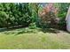 Lush backyard featuring vibrant trees and manicured lawn, offering a peaceful outdoor retreat at 5971 Dogwood Se Dr, Acworth, GA 30102