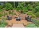 Fire pit area with three chairs and ambient lighting at 2277 Lazy Days Rd, Dacula, GA 30019