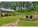 Landscaped backyard features a covered patio and well-maintained yard at 2277 Lazy Days Rd, Dacula, GA 30019