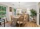 Cozy dining room with hardwood floors, natural light, and elegant chandelier at 2277 Lazy Days Rd, Dacula, GA 30019