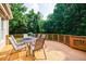 Wooden deck features ample space with a table and chairs, perfect for outdoor dining and entertaining at 6455 Ivey Meadow Ln, Cumming, GA 30040