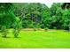 Expansive backyard featuring lush green grass and bordered by mature trees, offering privacy and space at 6919 Mount Zion Rd, Waco, GA 30182