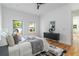 Bright primary bedroom featuring hardwood floors, neutral decor, and backyard views at 1554 Columbia Cir, Decatur, GA 30032