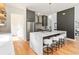 Modern kitchen with stainless steel appliances, gray cabinets, marble countertop island, and hardwood flooring at 1554 Columbia Cir, Decatur, GA 30032