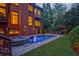 Inviting backyard pool and spa illuminated at dusk, perfect for relaxation at 1984 Mendenhall Cir, Atlanta, GA 30341