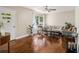 Comfortable living room showcasing hardwood floors and neutral wall colors at 863 Needle Rock Dr, Stonecrest, GA 30083