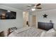 Bedroom featuring a ceiling fan, mounted television, and a large dark dresser at 470 Wagon Hill Ln, Sugar Hill, GA 30518