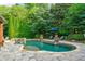 Inviting backyard pool, with water features, stone accents, beautiful landscaping and patio at 4304 Berkford Ne Cir, Brookhaven, GA 30319