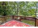 View of outdoor deck overlooking private backyard with mature trees and wooden fence at 944 Herndon Nw St, Atlanta, GA 30318