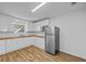 Basement kitchenette featuring new refrigerator, wood counters, and new white cabinets at 944 Herndon Nw St, Atlanta, GA 30318