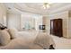 Spacious bedroom featuring a cozy fireplace, sitting area, tray ceilings, and lots of natural light at 2145 Sugarstone Ct, Lawrenceville, GA 30043