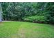 Grassy backyard bordered by lush, mature trees offers privacy and a natural setting at 40 Heather Woods Ct, Covington, GA 30016