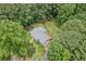 Aerial view features landscaped yard and home surrounded by mature trees at 1904 Britt Dr, Snellville, GA 30078