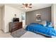 Cozy bedroom with dark accent wall, dresser with TV, and comfortable furnishings at 412 Mill Stream Way, Woodstock, GA 30188