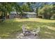 Spacious backyard featuring a cozy fire pit with Adirondack chairs, perfect for outdoor gatherings at 130 Sunnybrook Ln, Woodstock, GA 30188