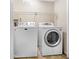 A functional laundry room with a washer, dryer, and wire shelving at 3510 Dunn Se St, Smyrna, GA 30080