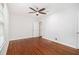 Bedroom featuring hardwood floors, ceiling fan, and natural light at 961 Lindbergh Ne Dr, Atlanta, GA 30324