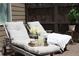 Inviting patio showcasing lounge chairs, a pitcher of lemonade, and a tranquil outdoor setting at 209 Snapdragon St, Woodstock, GA 30188