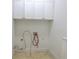 Empty laundry room with white cabinets and hookups ready for a washer and dryer at 2500 Rosehill Cir, Lithia Springs, GA 30122