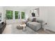 Cozy living room with a plush sofa, modern decor, and large windows offering views of lush greenery at 7650 Abbey Glen Dr, Cumming, GA 30028