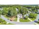 An aerial view of a charming home nestled in a lush neighborhood with mature trees and well-manicured lawns at 3040 Ivey Oaks Ln, Roswell, GA 30076