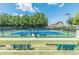 Community tennis courts surrounded by green trees and landscaping with well maintained playing surfaces at 4404 Village Field Pl, Suwanee, GA 30024
