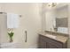 Bright bathroom with granite vanity, sink, and accessible features at 4457 Equity Ct, Ellenwood, GA 30294