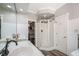 Bathroom featuring dual sinks, walk in shower, and modern finishes at 83 Shipp Cir, Hiram, GA 30141