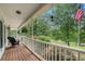Relaxing front porch with comfortable seating and views of the surrounding trees and landscape at 83 Shipp Cir, Hiram, GA 30141