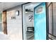 A glimpse into the home showcasing a brightly colored front door, and a view of the interior at 3046 Dobbs Way, East Point, GA 30344
