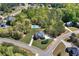 Aerial view of a home with a private pool, surrounded by mature trees in a residential neighborhood at 7804 Gusty Trl, Douglasville, GA 30135