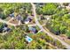 Panoramic aerial view of a residential neighborhood featuring mature trees and well-maintained properties at 7804 Gusty Trl, Douglasville, GA 30135