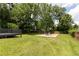 Spacious backyard with green grass, a wooden fence, and a sports court at 3185 Perch Sw Dr, Marietta, GA 30008