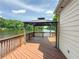 Waterfront view from the deck featuring a gazebo, perfect for enjoying serene outdoor living at 3836 Loch Highland Ne Pkwy, Roswell, GA 30075