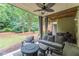 Inviting covered patio with comfortable seating and a landscaped backyard at 4228 Laurel Creek Se Ct # 6, Smyrna, GA 30080