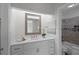 Bathroom featuring a white vanity with a marble countertop at 4960 Meadow Ln, Marietta, GA 30068